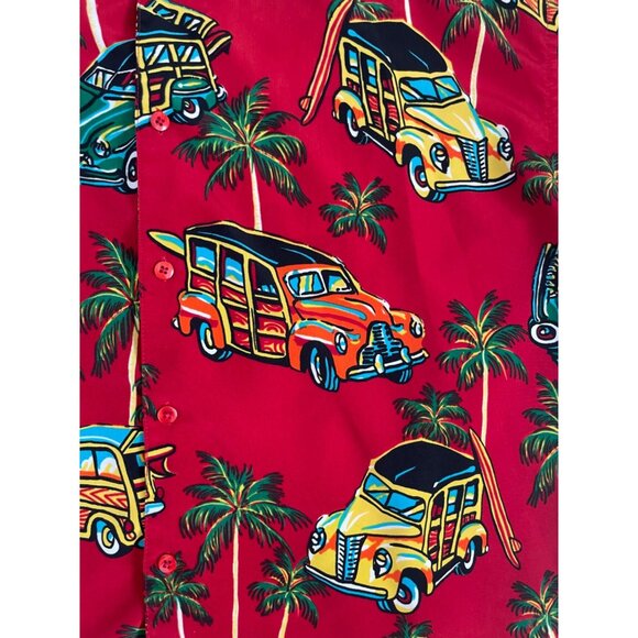 Box Office Island Classic Hawaiian Button Up Shirt Men's Size Large Cars Surfboa - Picture 4 of 5